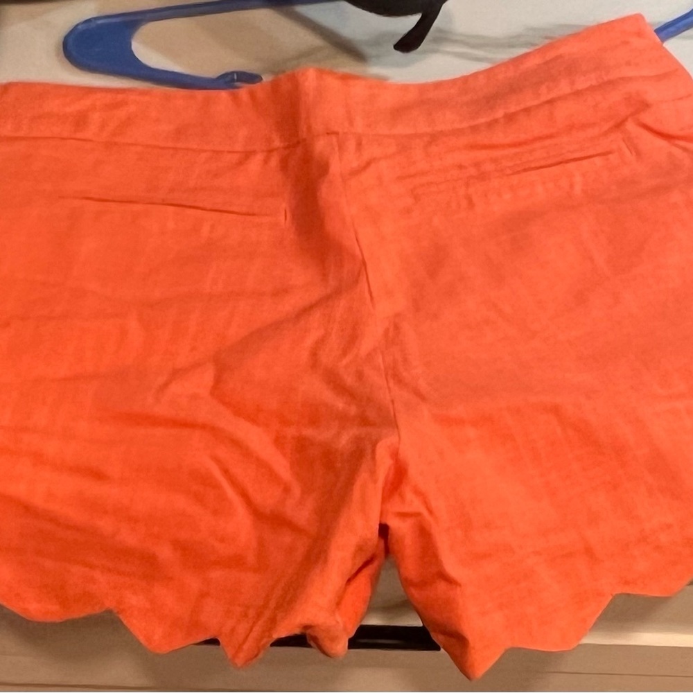 Cynthia Rowley Linen Blend Scallop Hem High Waist Shorts - Coral